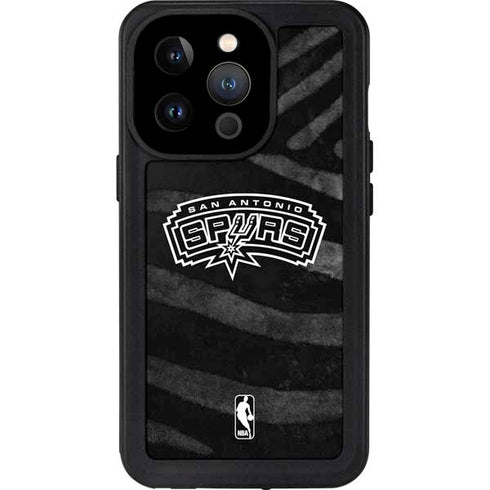 NBA San Antonio Spurs Black Animal Print iPhone 15 Pro Waterproof Case